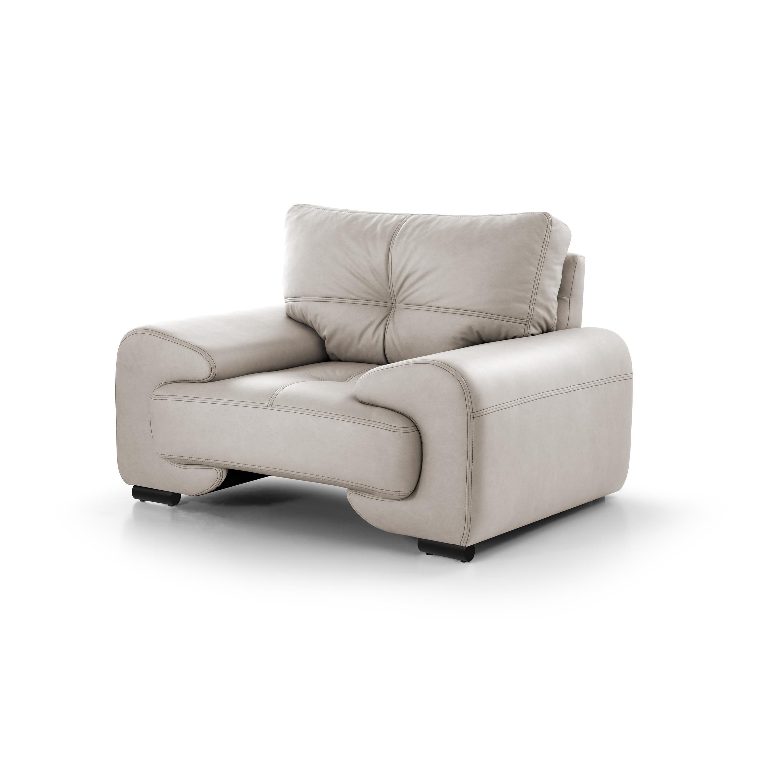 RELAXSESSEL Omega aus Kunstleder, Beige - Beige/Schwarz, Leder (128/88/98cm) - Beautysofa