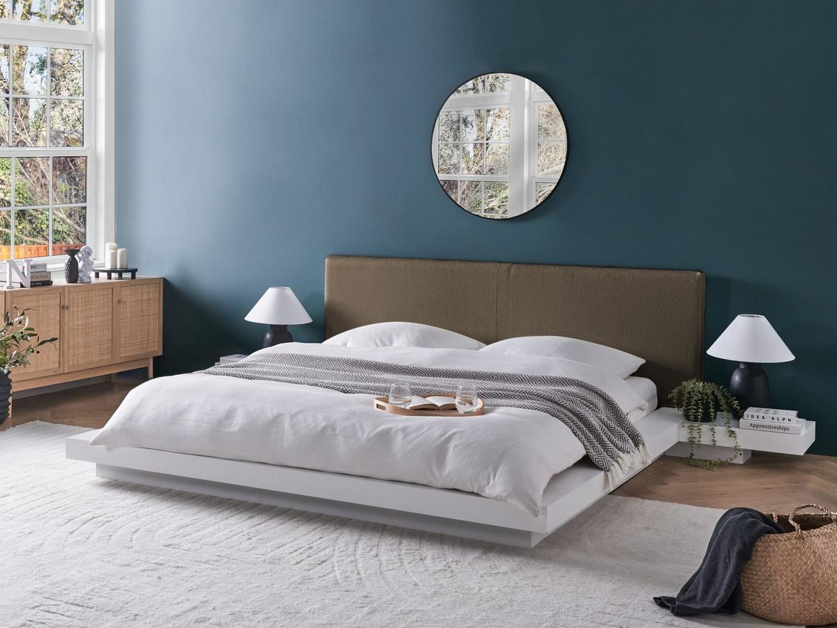 BETT mit Lattenrost 160/200 cm MDF-Platte Taupe Zen - Taupe, Holzwerkstoff (160/200cm) - Beliani