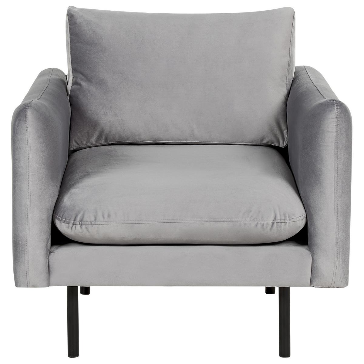 SOFA-SET 5-Sitzer Samtstoff Grau mit Ottomane Vinterbro - Dunkelgrau/Schwarz, Textil (220/85/85cm) - Beliani