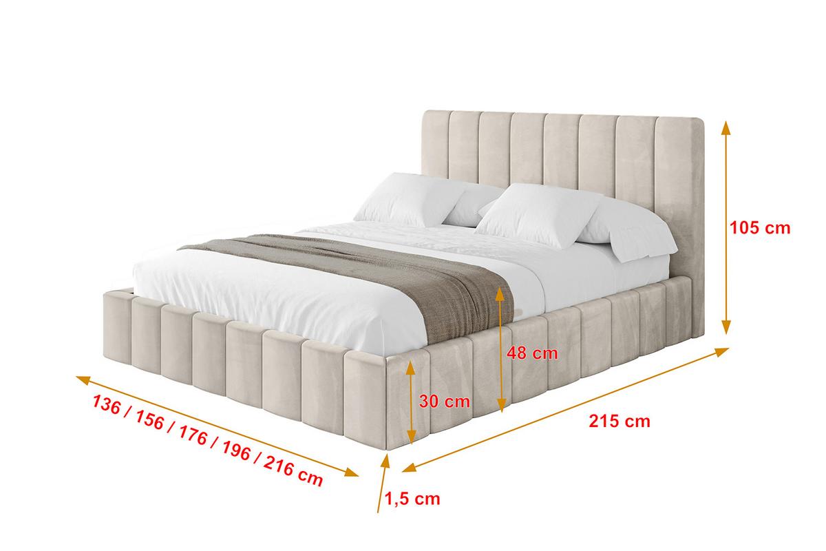 POLSTERBETT mit Bettkasten und Lattenrost, Bett mit Matratze H3/H4 - FINO 180x200 Beige - Beige, Holzwerkstoff/Textil (180/200cm) - ALTDECOR