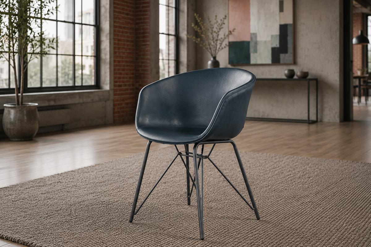 STUHL DANI Blau Kunstleder - Blau, Leder (60/79/52cm) - KAWOLA