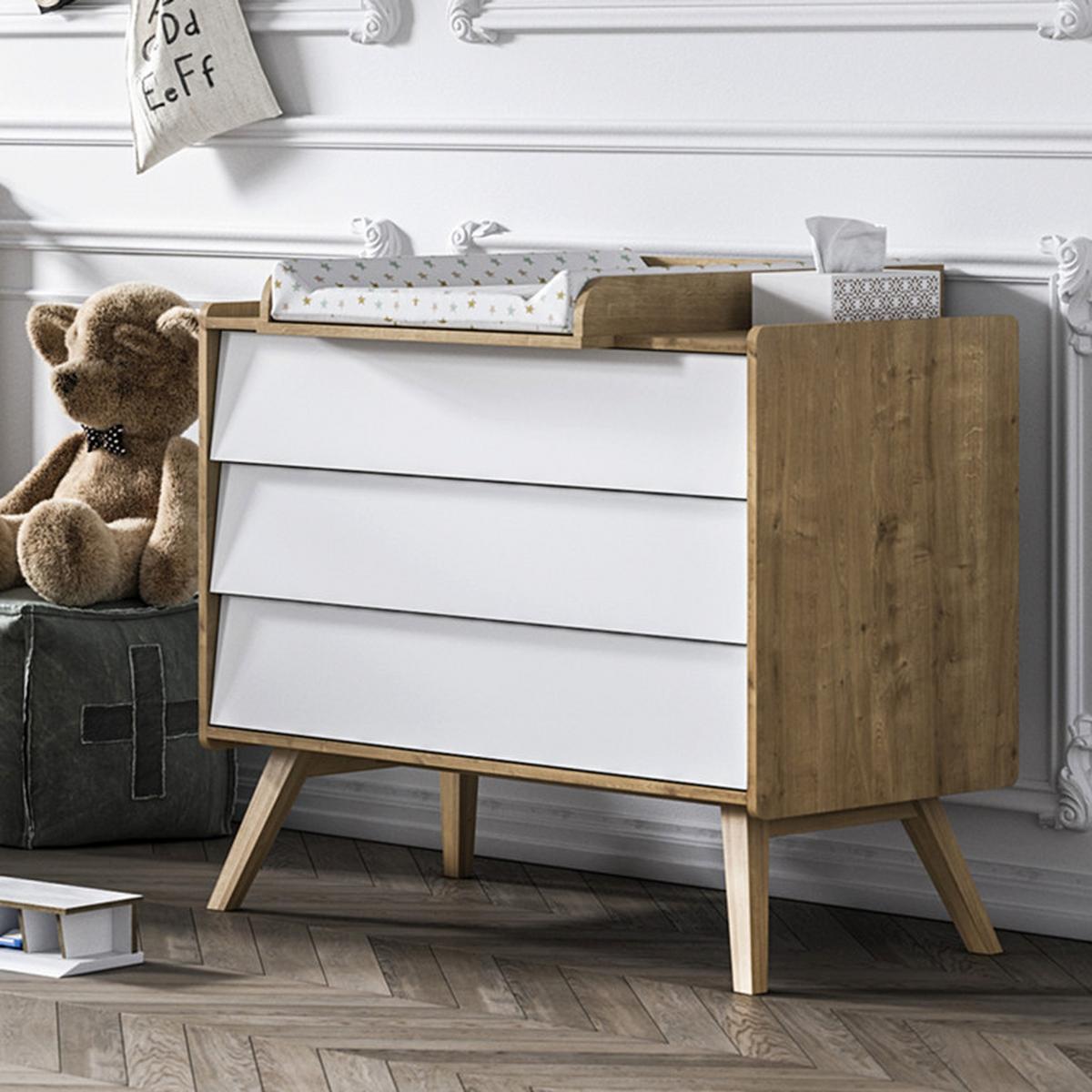 KINDERKOMMODE Eiche und Weiß - Weiß, Holzwerkstoff (100/90/59cm) - Petits-meubles