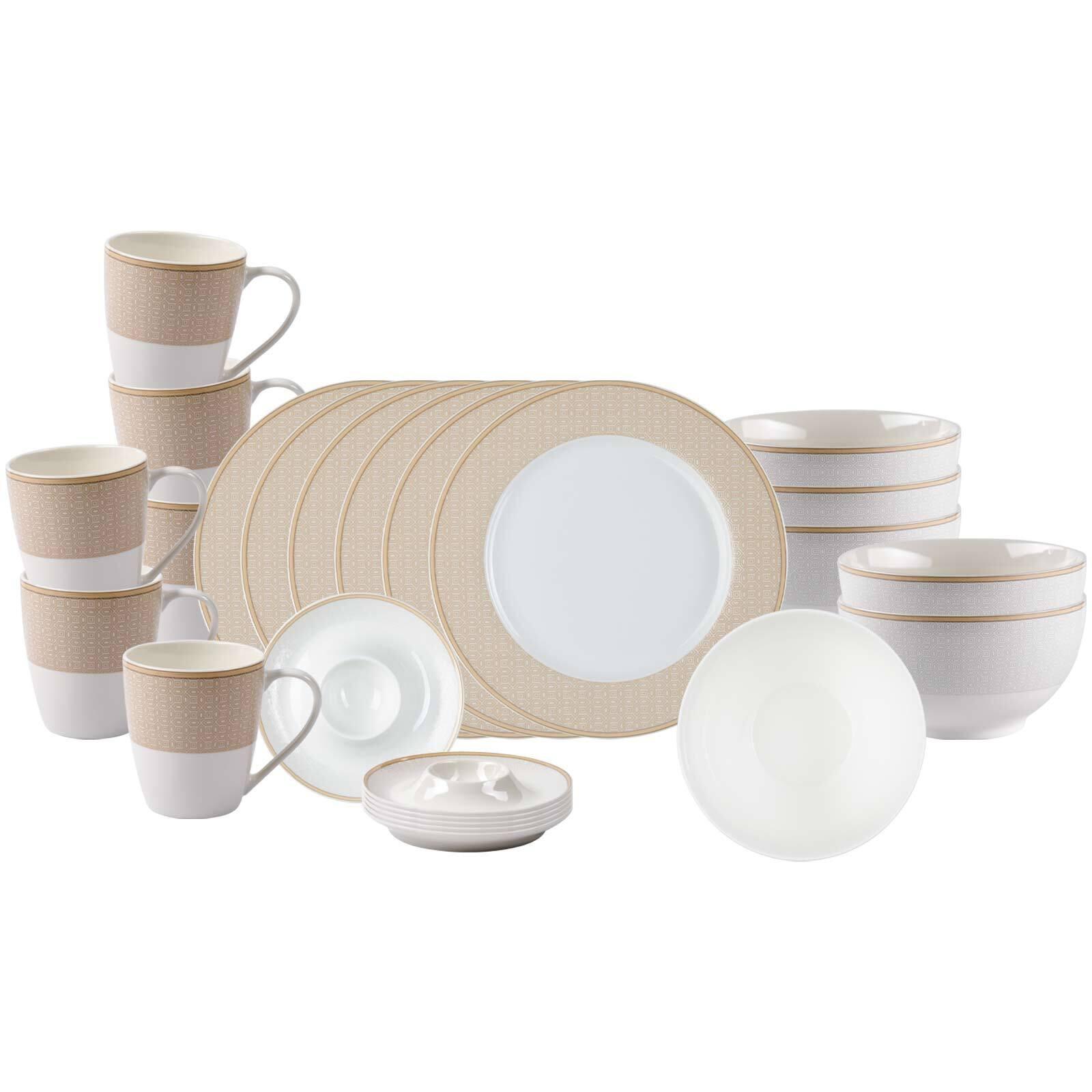 FRÜHSTÜCKSSERVICE Geo beige 24-tlg. - Beige, Keramik (2/2/2cm) - Ritzenhoff Breker