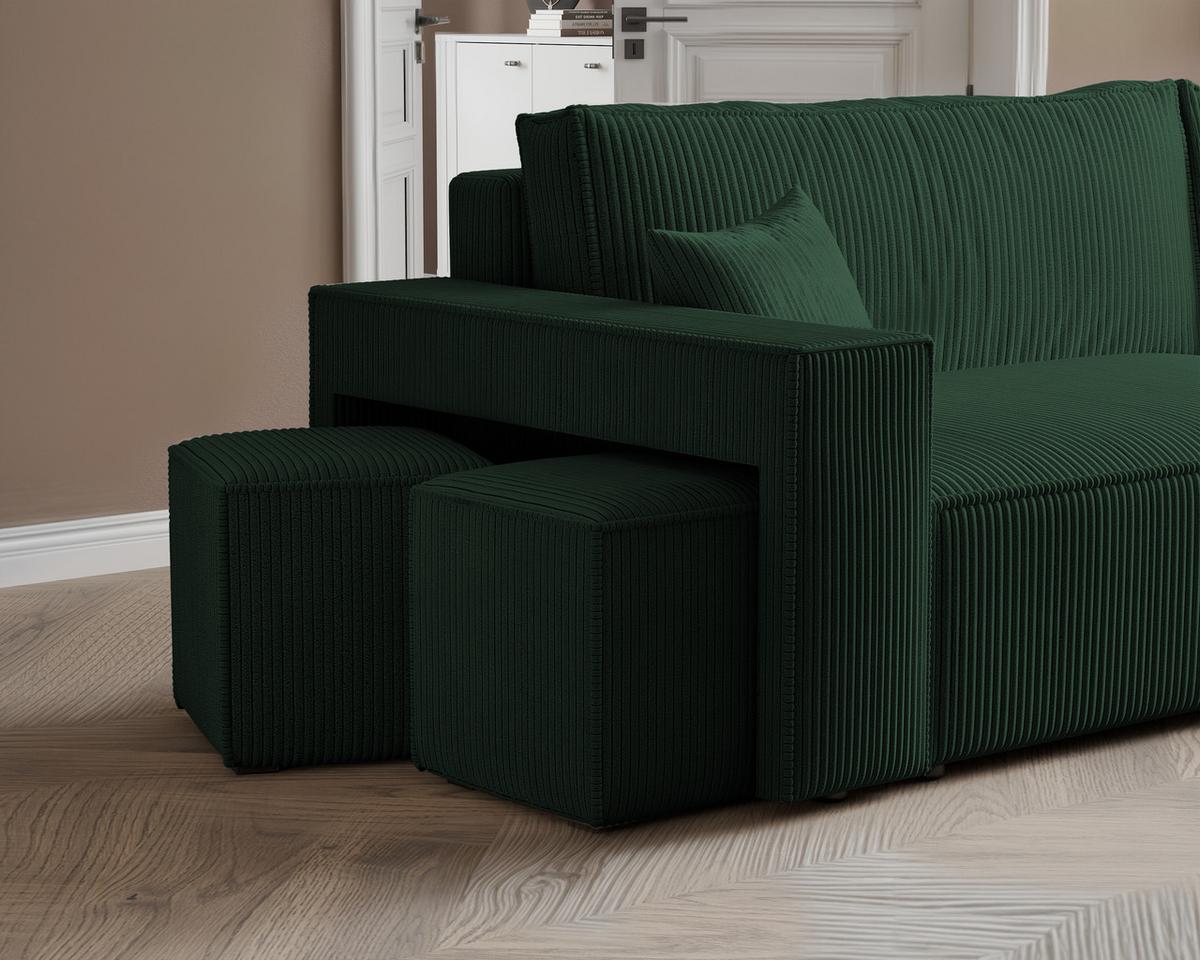 ECKSOFA PARIS mit Schlaffunktion und Bettkasten Grün - Grün, Kunststoff/Textil (262/145cm) - Idohome