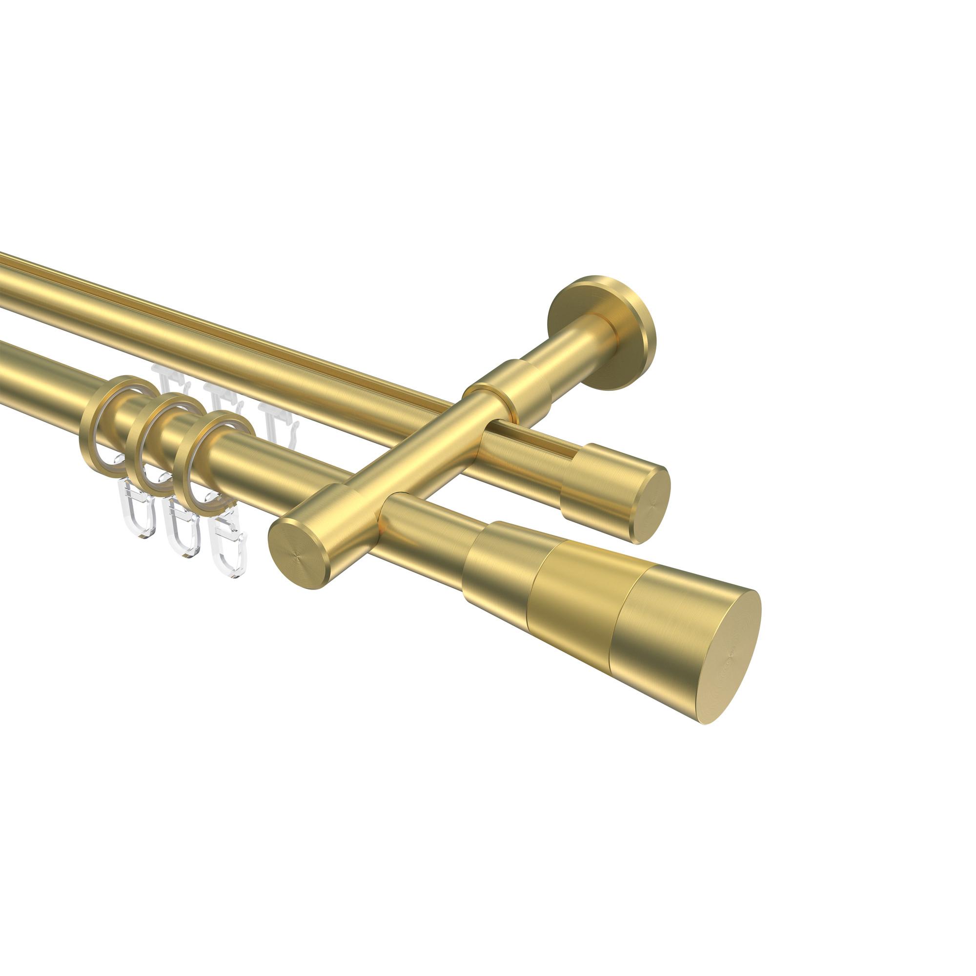 GARDINENSTANGE RUNDROHR-INNENLAUF Prestige Tanara 600 cm (geteilt in 3 x 200 cm), 2-läufig, 20 mm Ø Messing-Optik - Messingfarben/Goldfarben, Metall (600cm) - INTERDECO