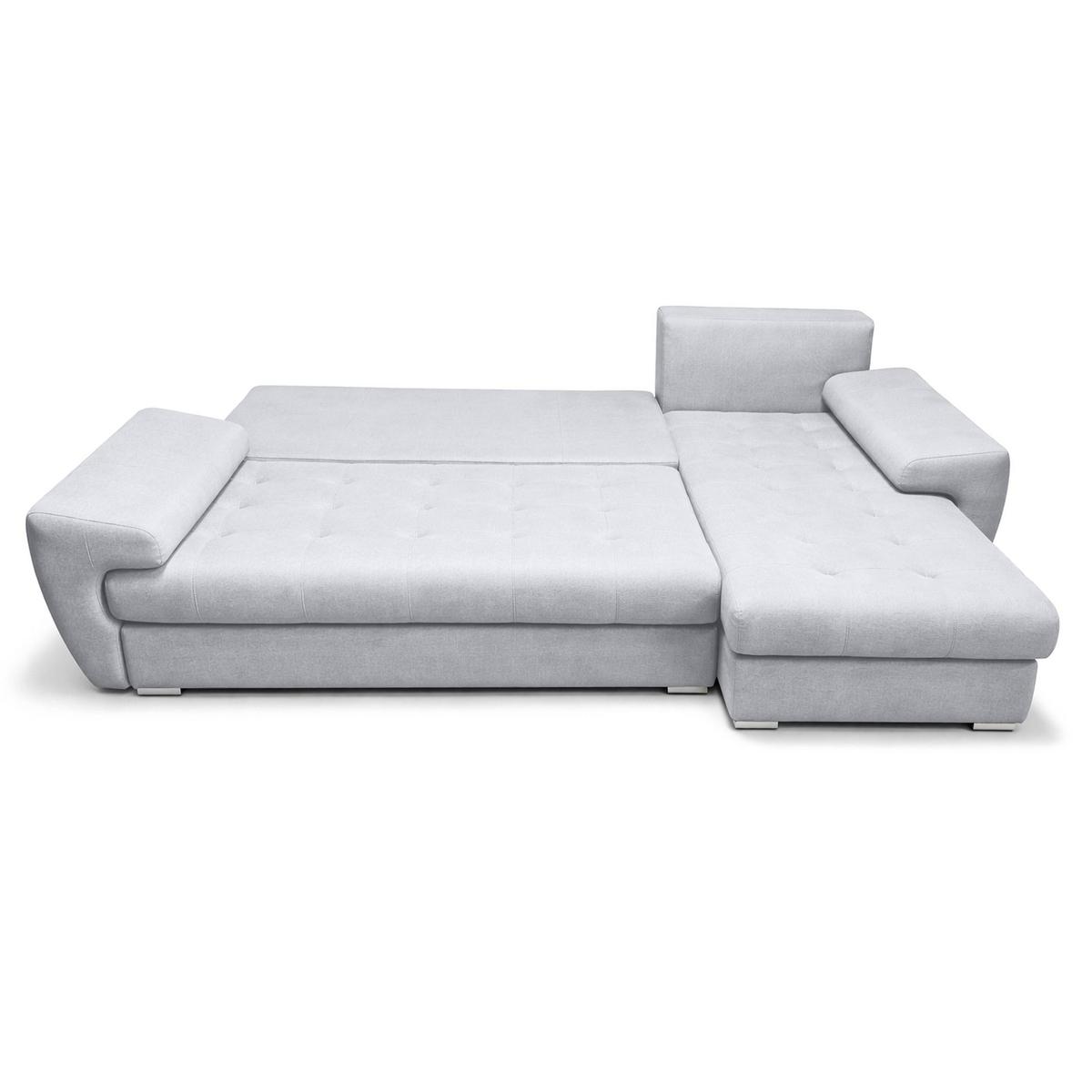 ECKSOFA L Form Manisa Hellgrau 234/145/83 cm Rechts mit Schlaffunktion - Silberfarben/Hellgrau, Kunststoff/Textil (234/145cm) - AX Living