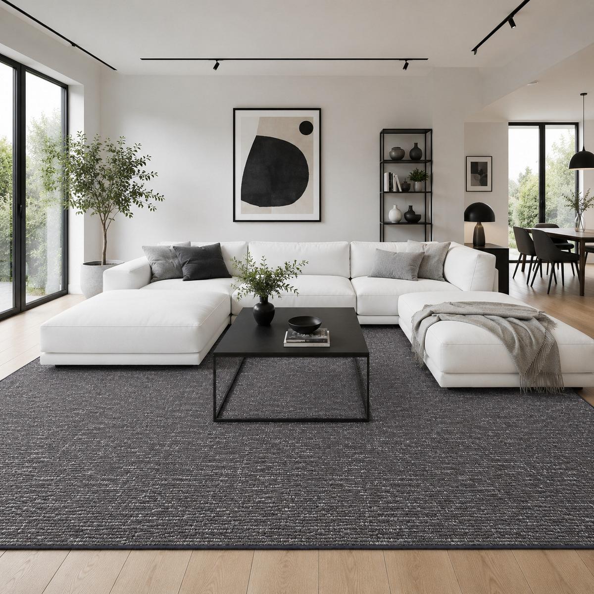 SCHLINGEN DESIGNER TEPPICH NIVA - Anthrazit, Textil (80/200cm) - Snapstyle
