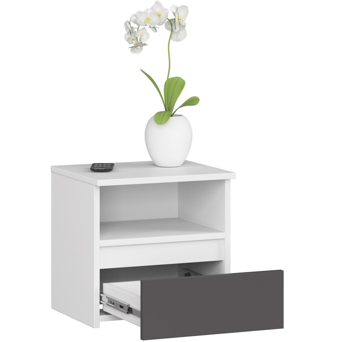 NACHTTISCH Weiß, Graphit Grau 40/40/35 - Weiß, Holzwerkstoff (40/40/35cm) - RAUMHIRSCH FURNITURE