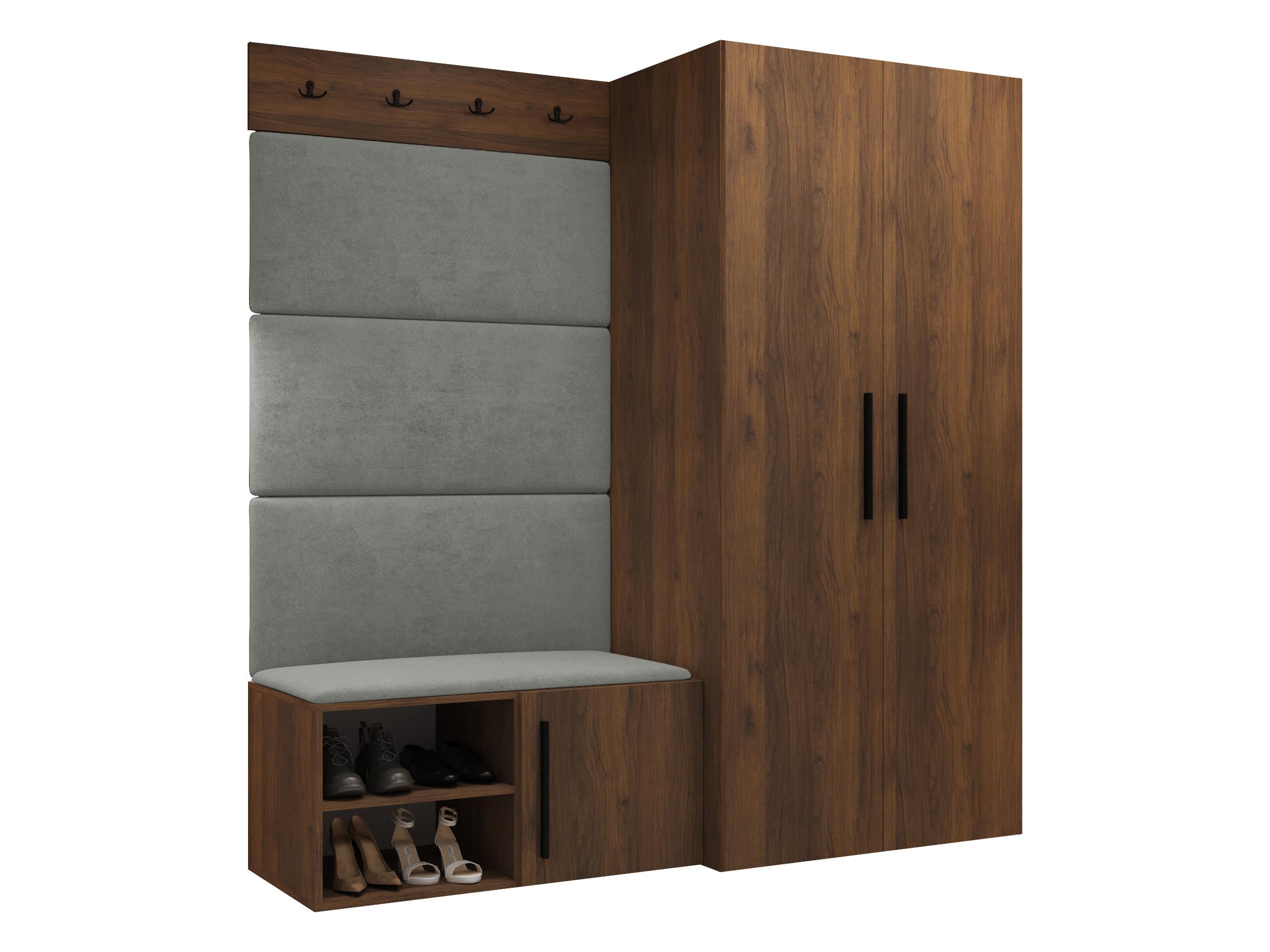 GARDEROBEN-SET Medi I - Nussbaumfarben/Schwarz, Holzwerkstoff/Kunststoff (80/191/50cm) - MIRJAN24