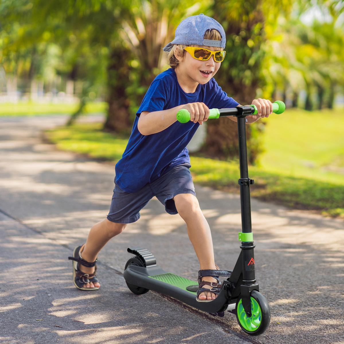 E-SCOOTER Verstärktes Nylon Aluminium Grün Schwarz - Grün, Kunststoff (71/36.5/80cm) - HOMCOM