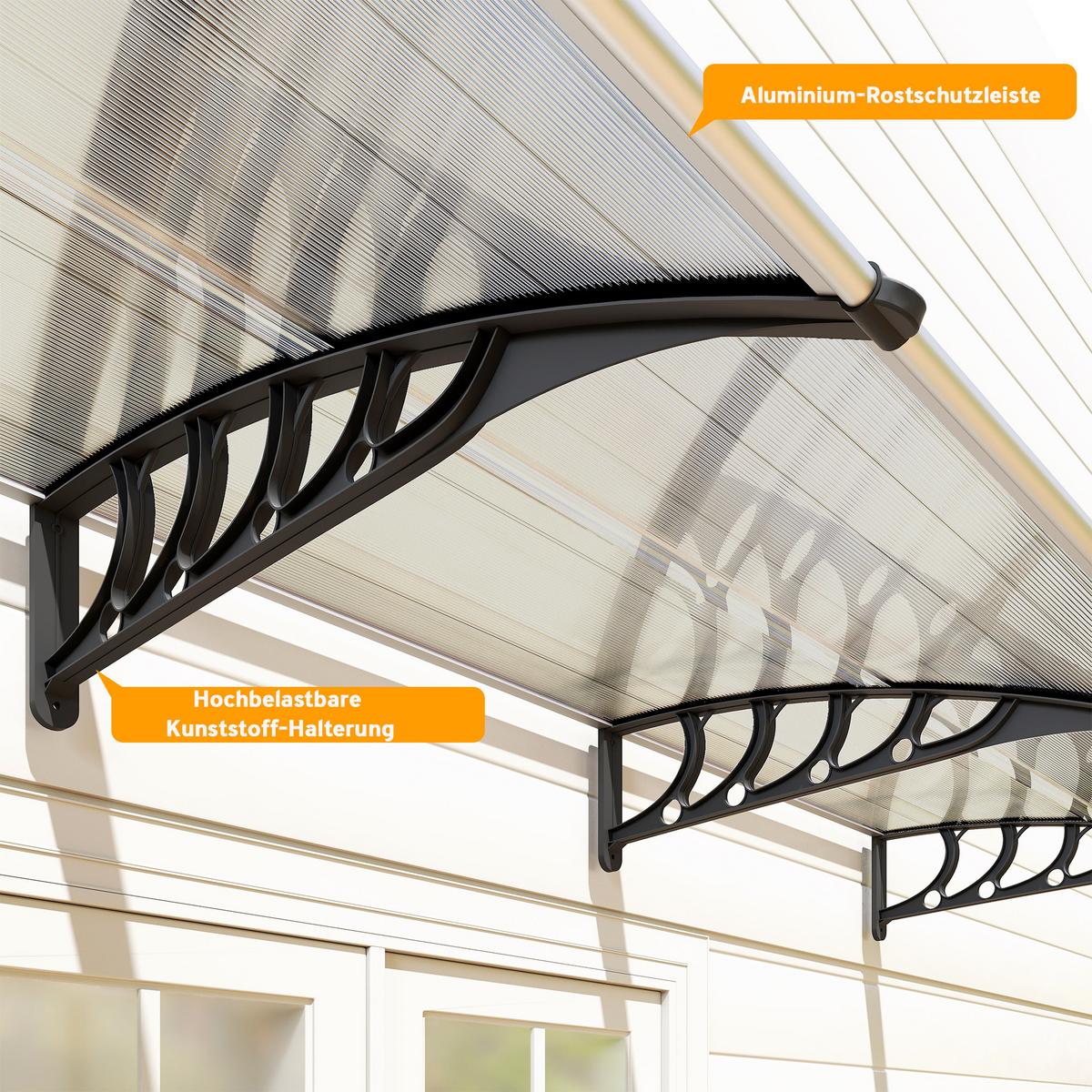 PULTVORDACH, Vordach, Alu, Schwarz - Schwarz, Kunststoff (96/27/303cm) - Outsunny