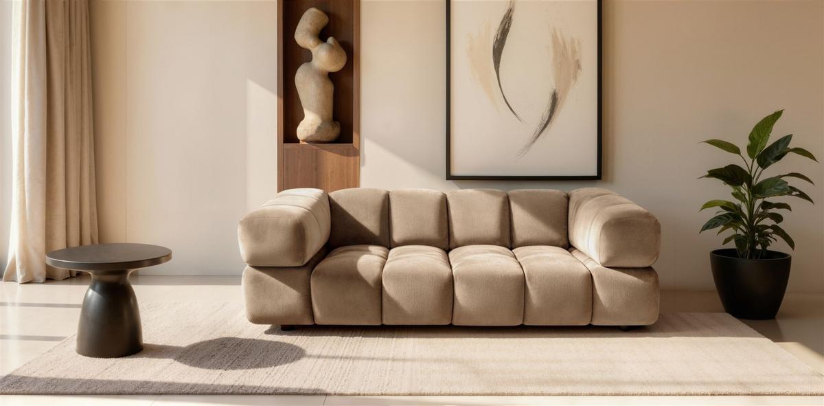 SOFA 3-sitzer Blanche In Bluvel - Mokka, Holzwerkstoff/Textil (240/70/96cm) - Fun Möbel