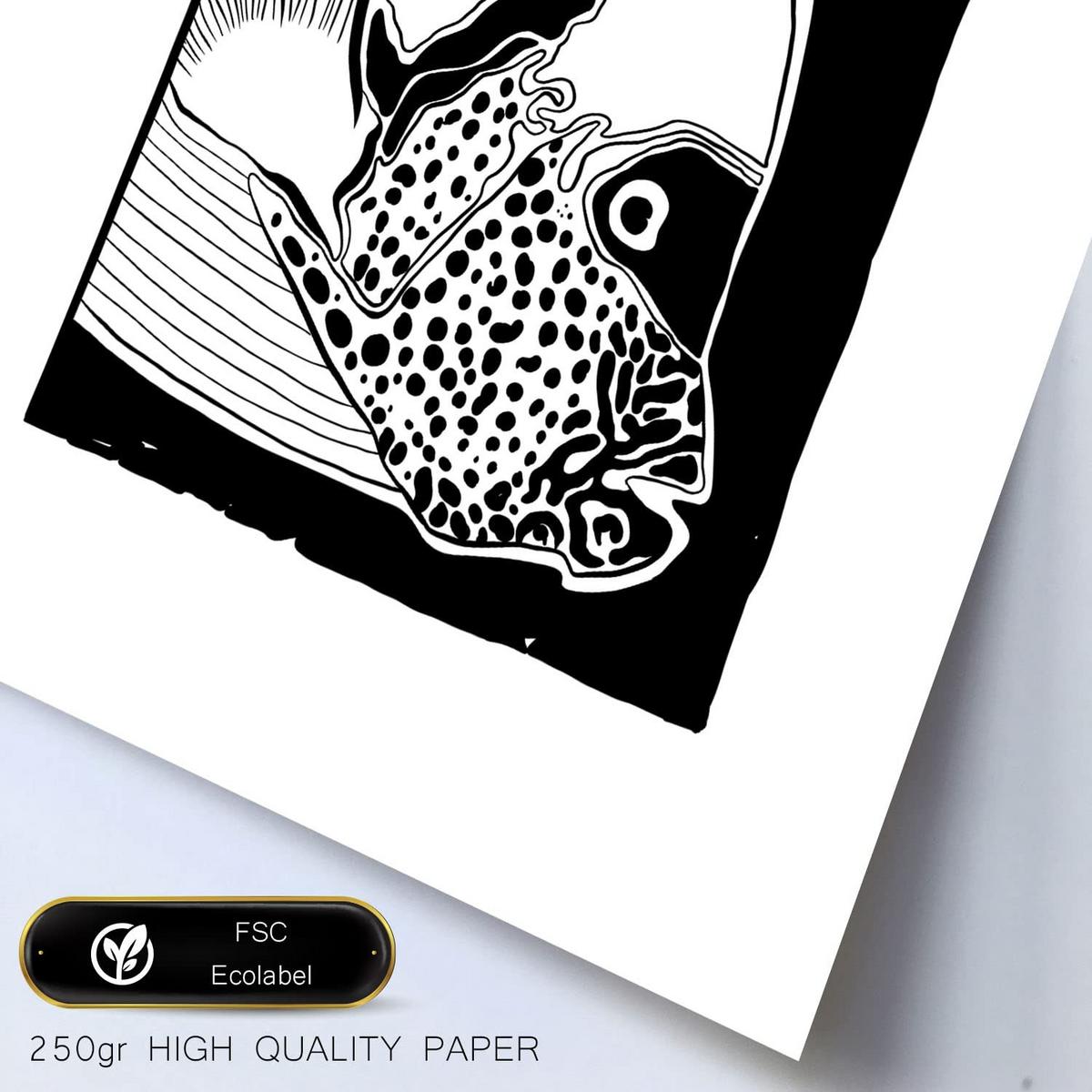 POSTER Set Mit 6 In Schwarzer Tinte Muscheln Kunstdrucke Von Meer Und Ozean Für Innenarchitektur A3 & A4 Schwarzer Rahmen - Schwarz, Papier (29/3cm) - Nacnic