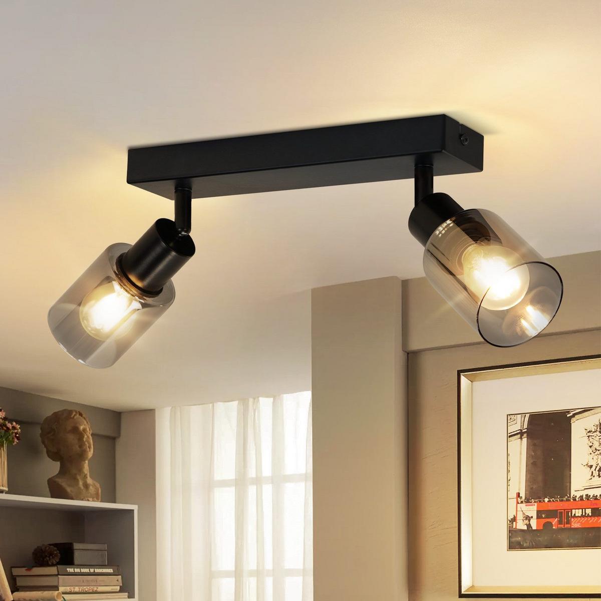 DECKENSTRAHLER Eaton 2-flammig 26/19/15cm - Schwarz, Metall (26/19/15cm) - Nettlife