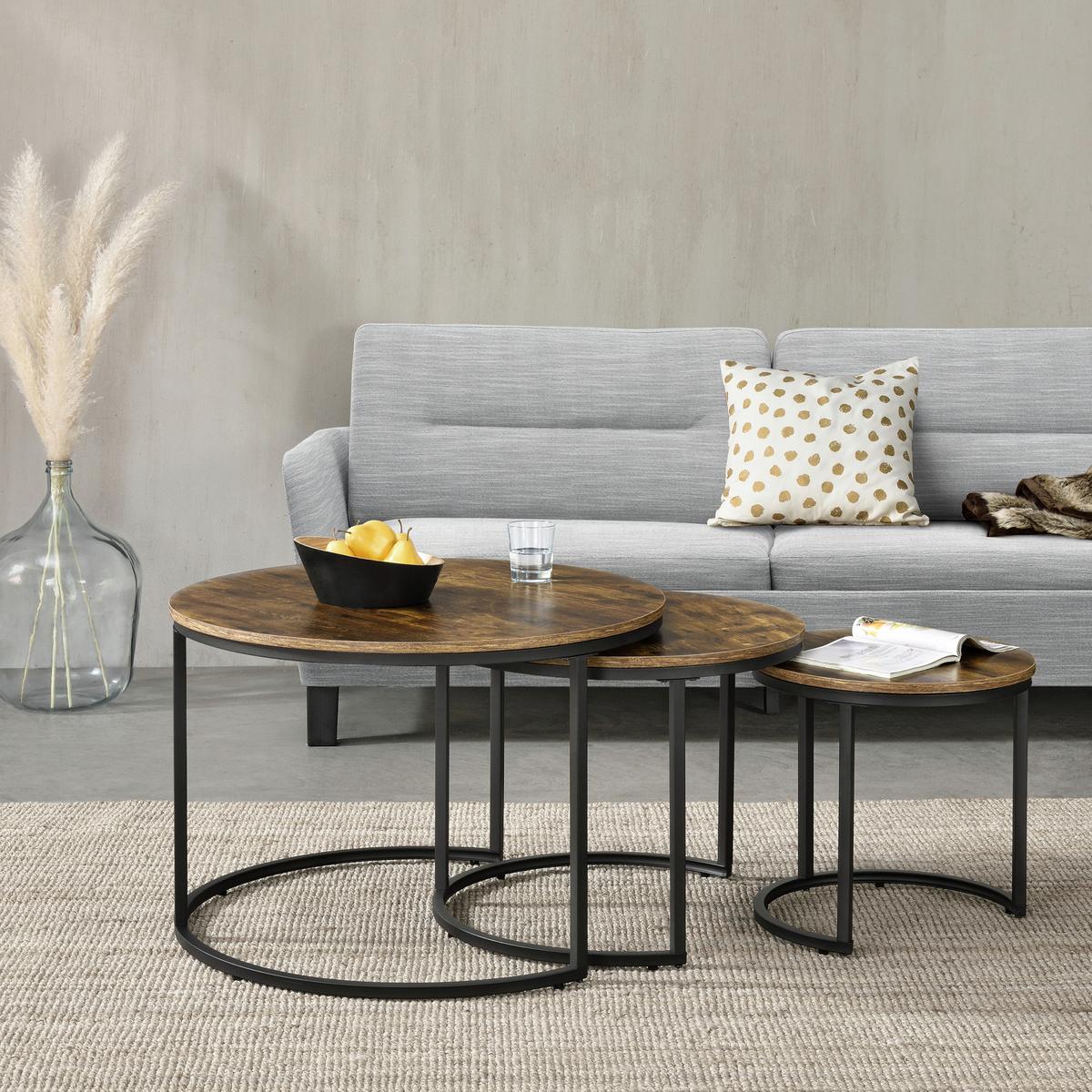 COUCHTISCH SET Arvidsjaur SET 3-teilig 78/78/55 - Braun, Holzwerkstoff (78/78/55cm) - [en.casa]