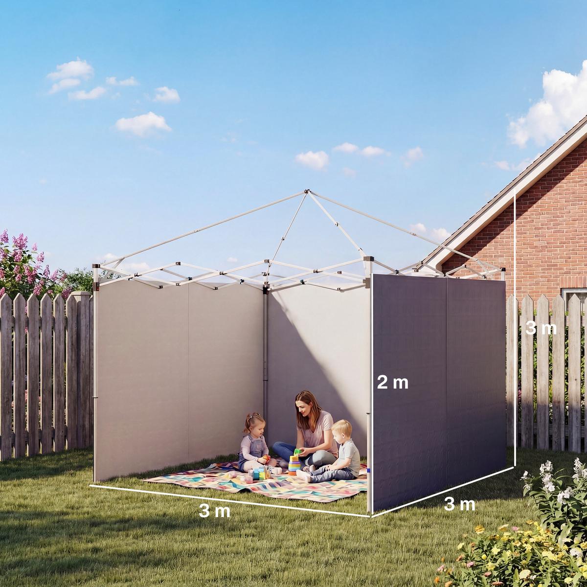 SEITENTEILE-FÜR-PAVILLON 3er Set Oxford-Gewebe Blau - Dunkelblau, Textil (200/1/300cm) - Outsunny