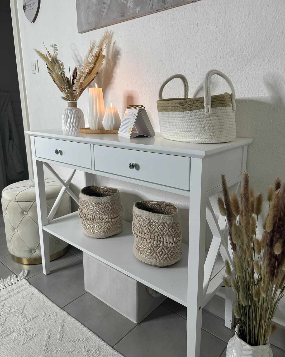 DEKOVASE Steinzeug weiß Xanthos - Weiß, Keramik (32cm) - Beliani