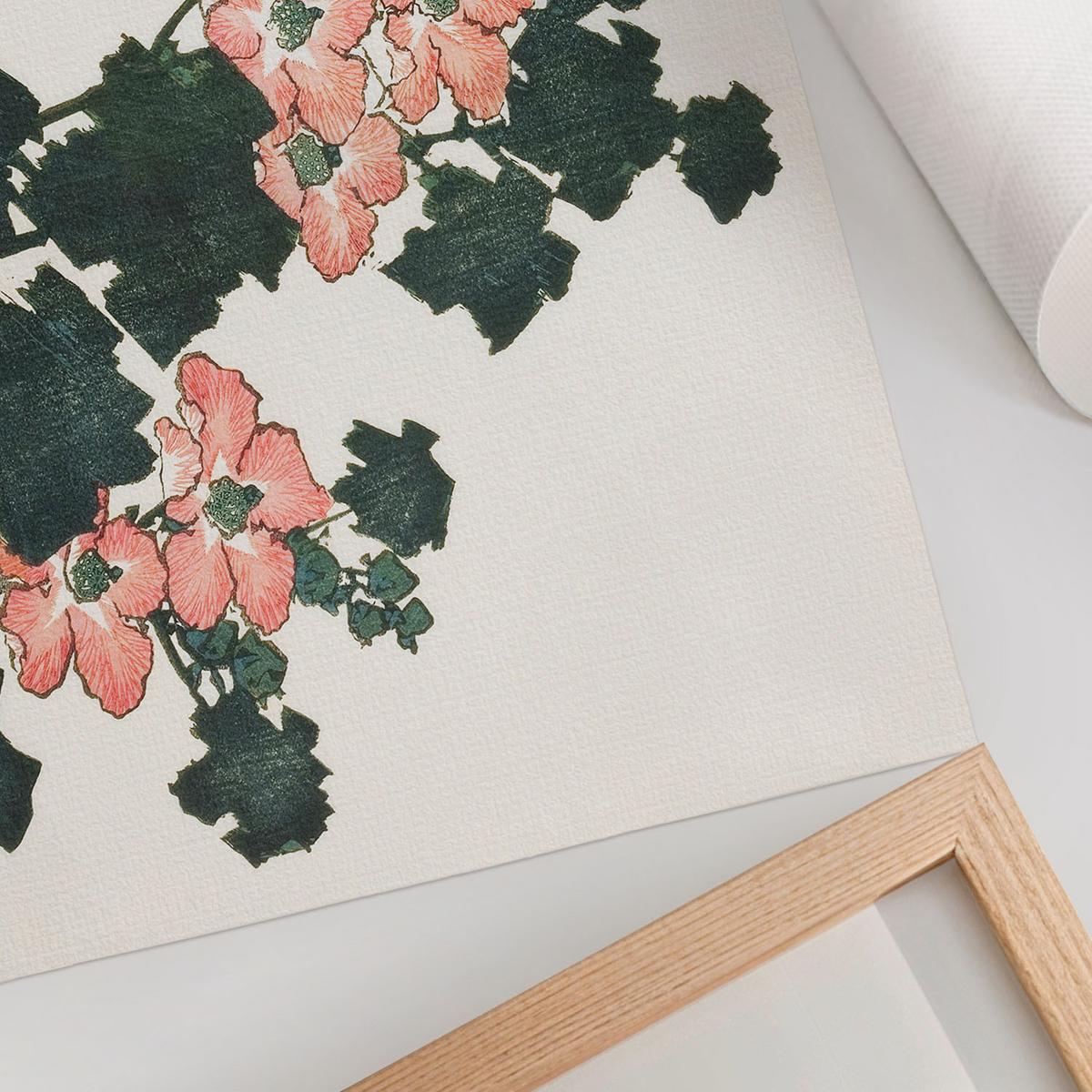 POSTER - 29x21 cm (A4) - Hokusai - Rote Rosen - Beige, Textil (29.7/21/0.1cm) - TULUP