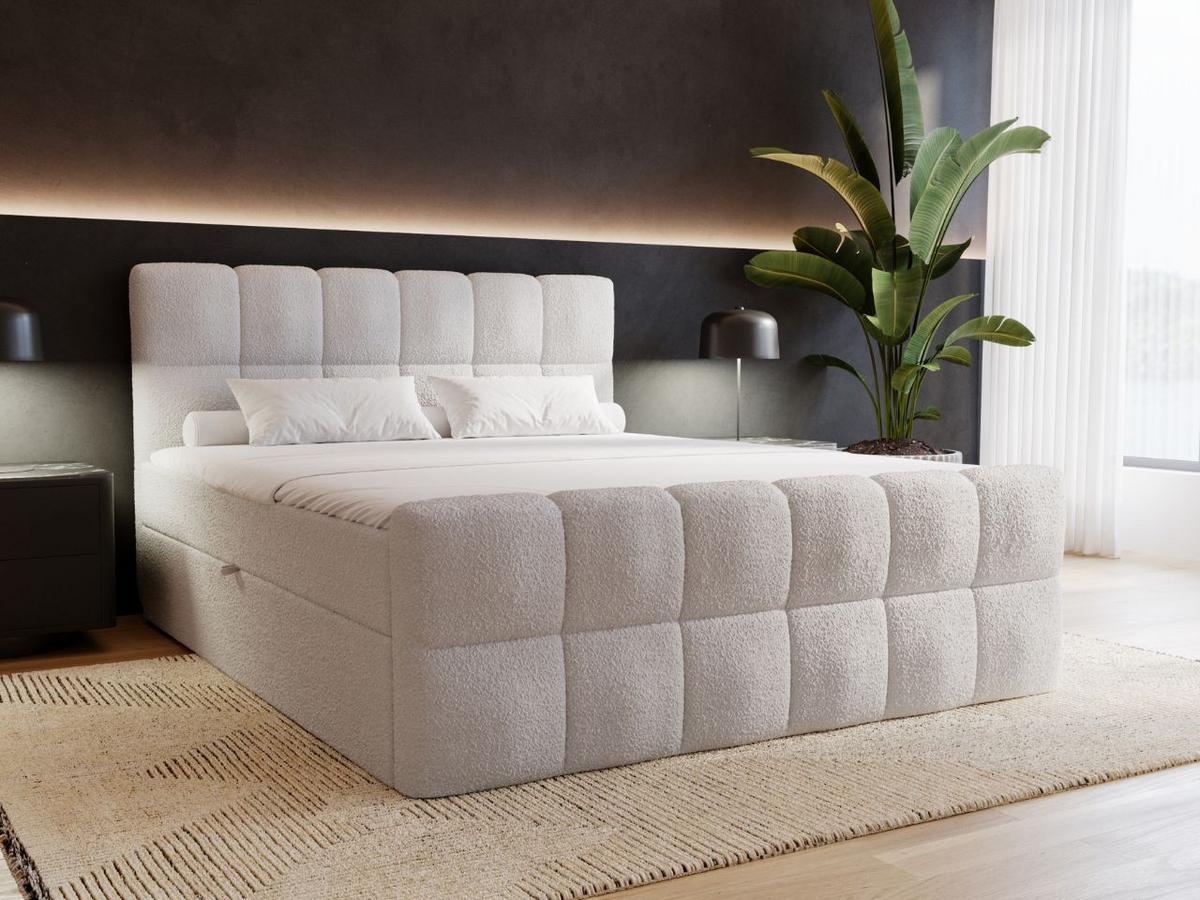 BOXBETT Alicante 140x200 Bouclé-Stoff Grau - Grau, Holz/Textil (140/200cm) - Graingold