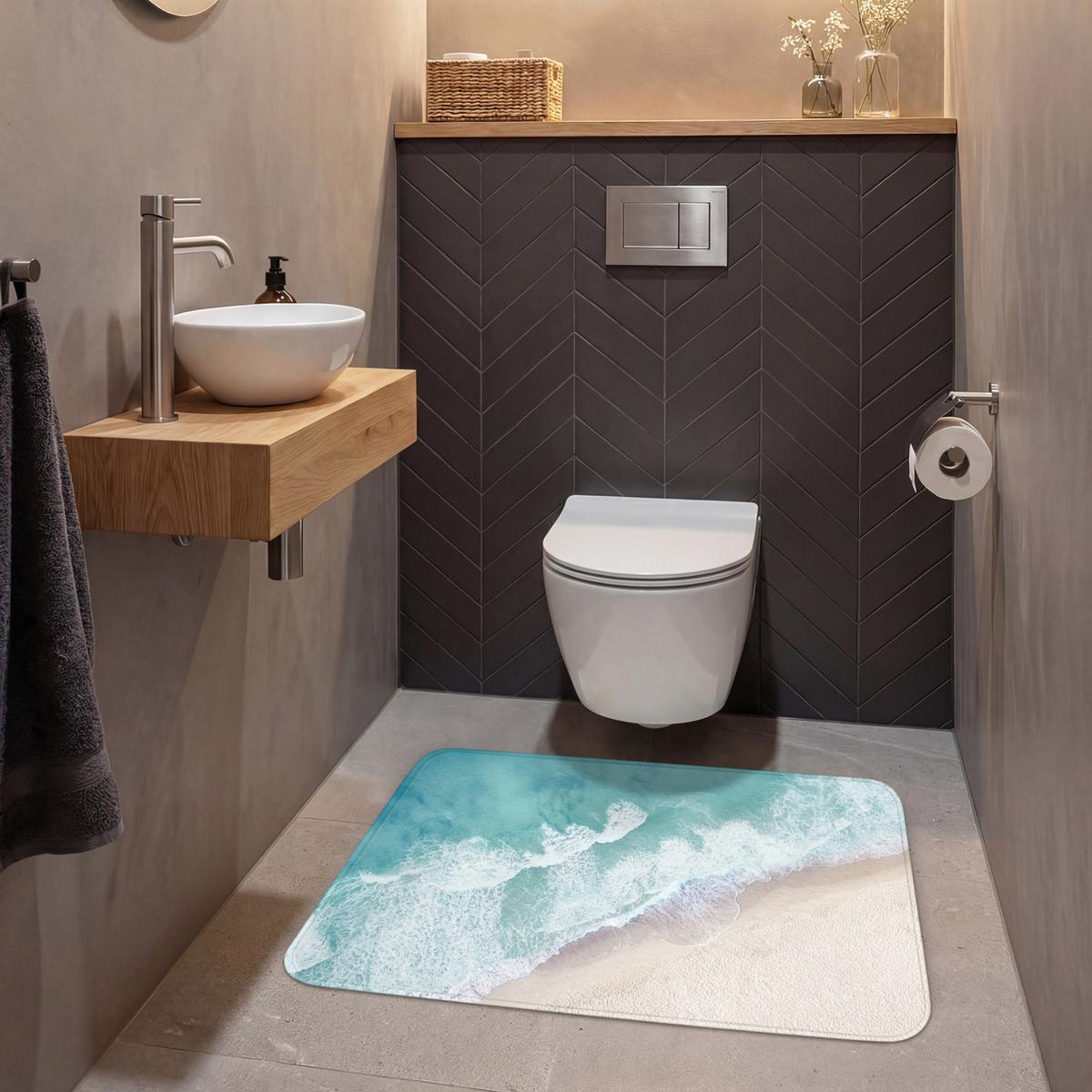 WC-VORLEGER Strand - Meer - Natur - Sommer Toilettenteppich 90x60 cm - Türkis, Textil (90/1cm) - OnlyWow