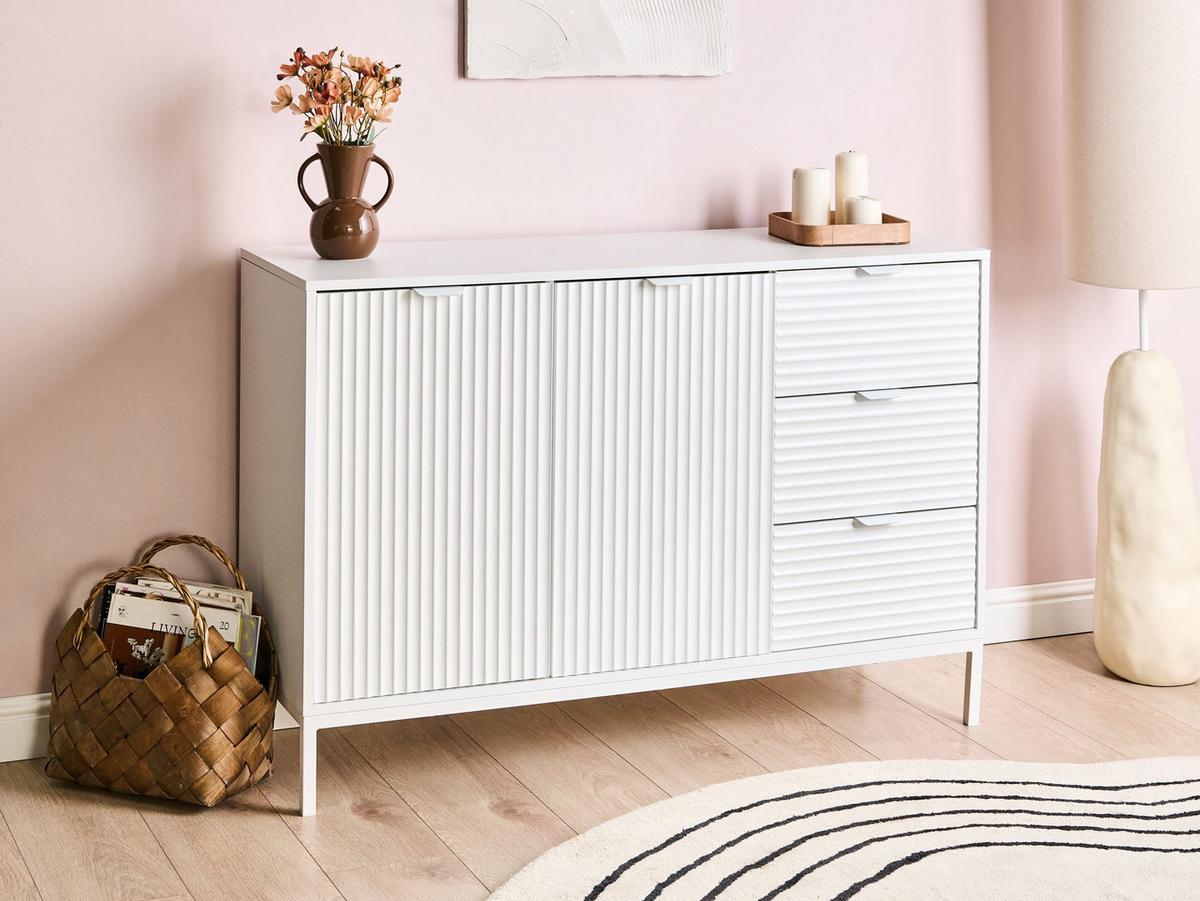 SIDEBOARD mit 2 Türen Weiß Adelaide - Weiß, Holzwerkstoff/Metall (118/80/40cm) - Beliani