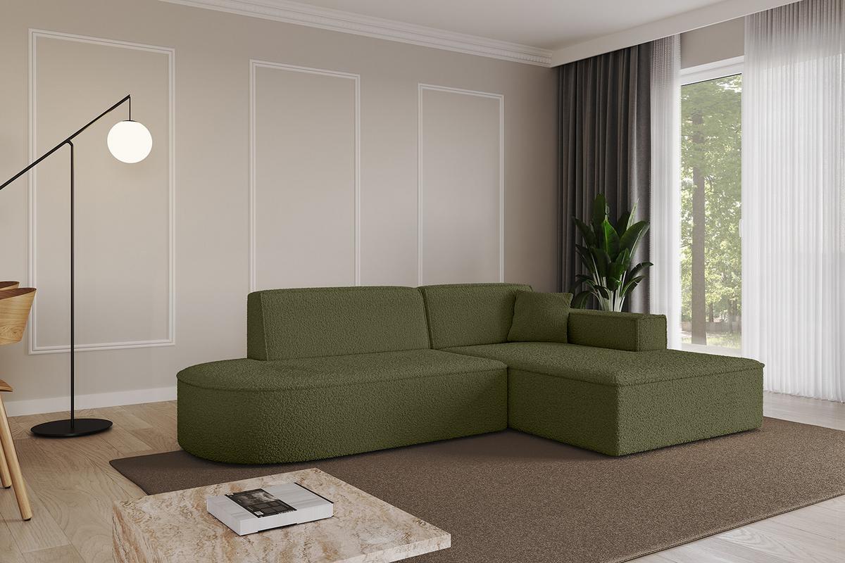 ECKSOFA Ottomane Rechts IREA-L1-v4 - 232x165x77 cm Grün - Platinfarben/Olivgrün, Holzwerkstoff/Textil (232/165cm) - ALTDECOR