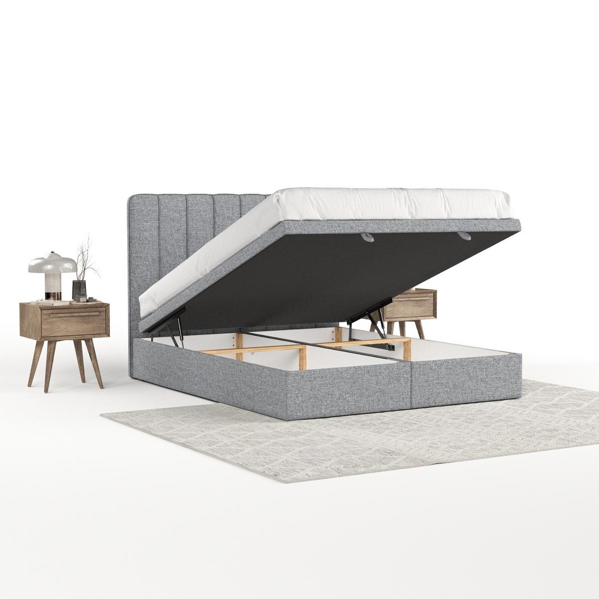 POLSTERBETT Vienna mit Stauraum 200/200 cm Grau im Alta Stoff - Schwarz/Grau, Holz/Holzwerkstoff (200/200cm) - AltaBeds
