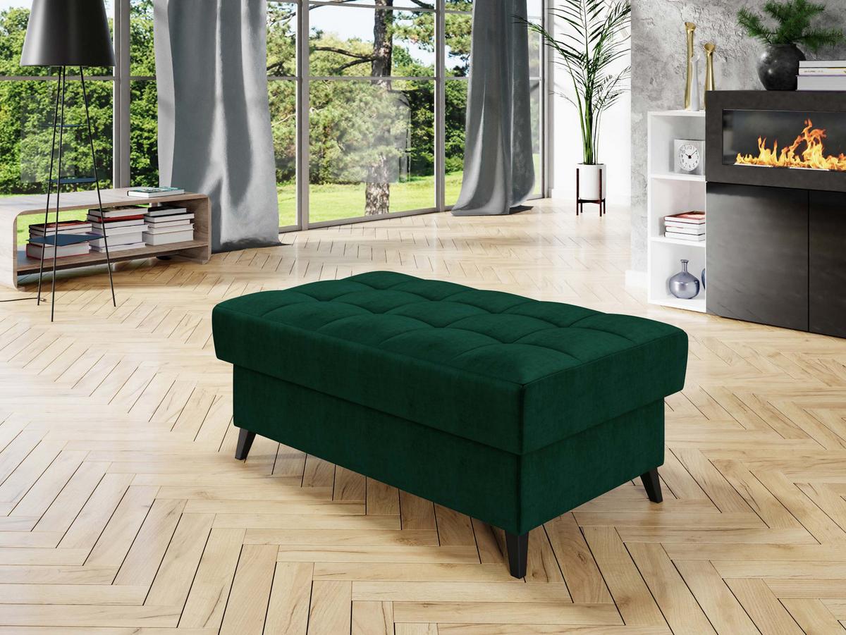 POLSTERHOCKER Nord - Smaragdgrün/Schwarz, Holz/Textil (106/44/67cm) - MIRJAN24