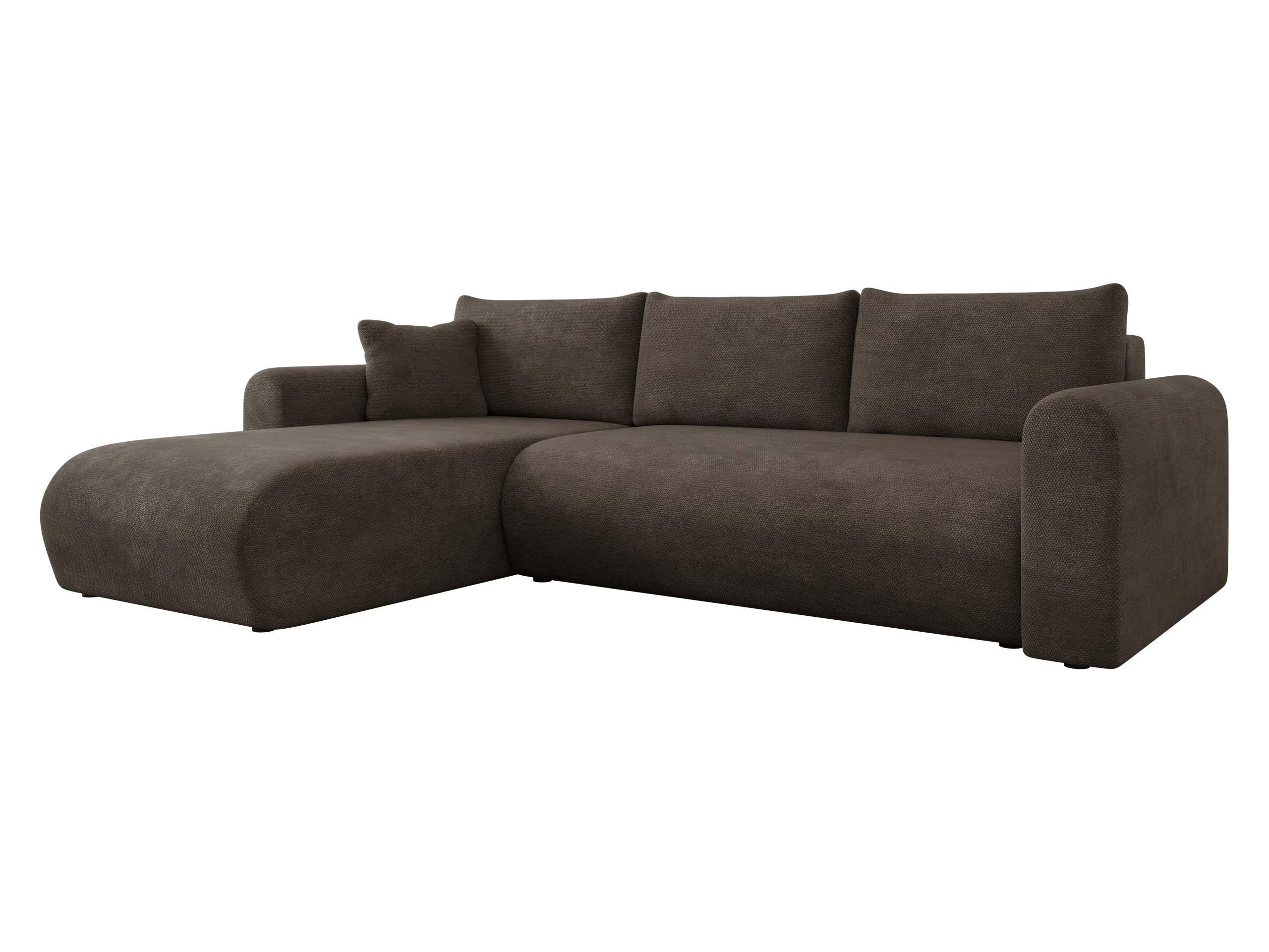 ECKSOFA Eliwo - Dunkelbraun/Schwarz, Holz/Textil (252/158cm) - MIRJAN24
