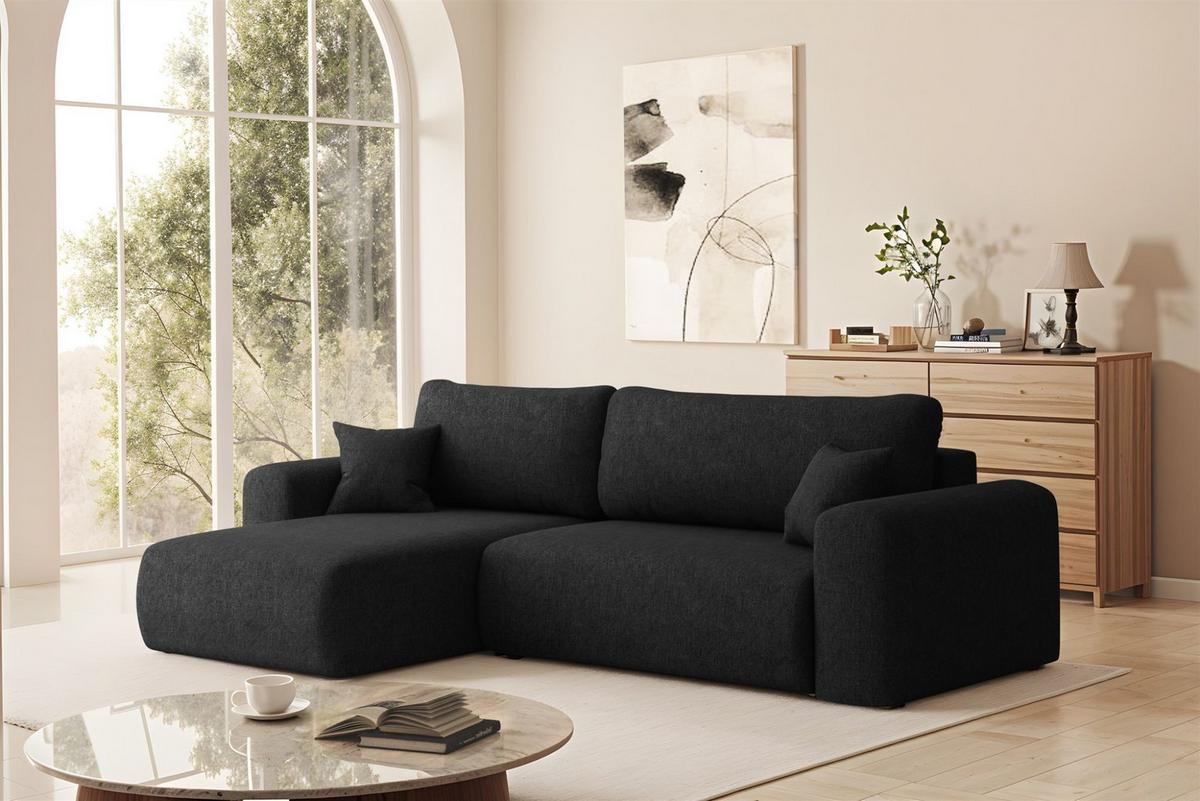 ECKSOFA Flora In Verita - Schwarz, Holzwerkstoff/Textil (145/272cm) - Fun Möbel