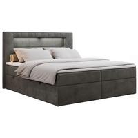 BOXBETT GOLD-5 LED 140/200 Dunkelgrau Velvet - H3 - Dunkelgrau, Holz/Textil (140/200cm) - MKS