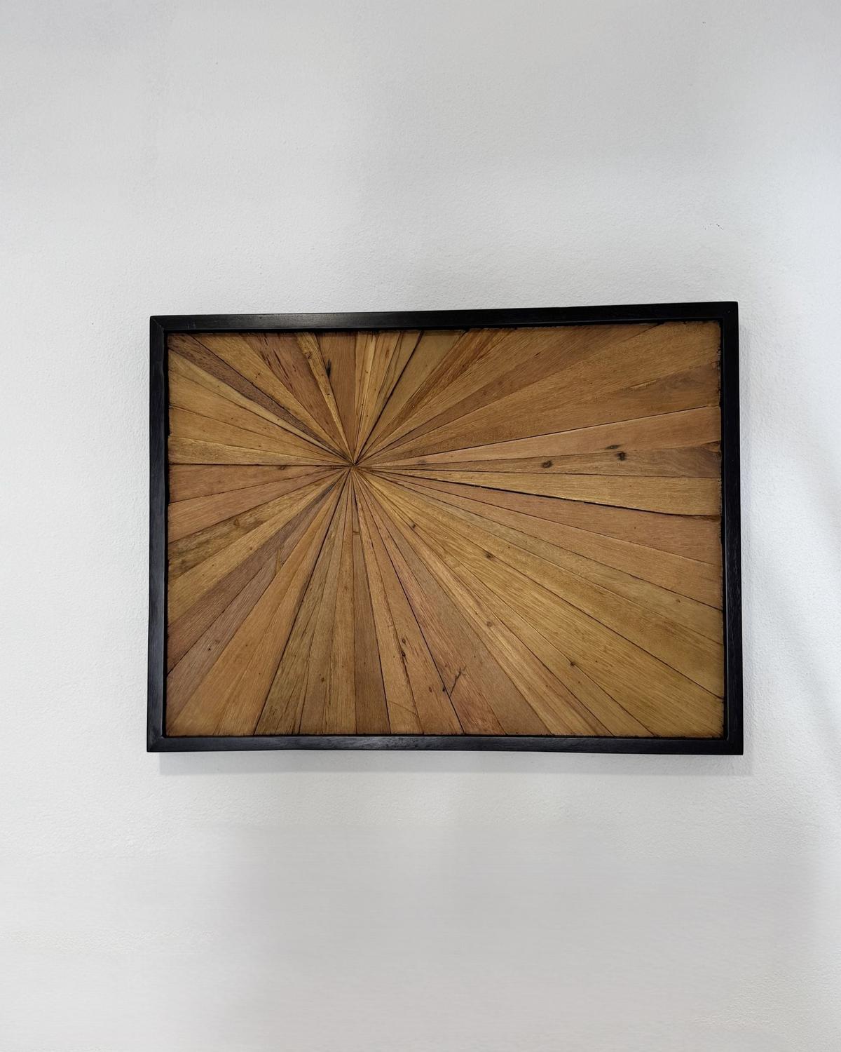 WANDDEKORATION Teakholz heller holzfarbton Merida - Hellbraun, Holz (80/60/4cm) - Beliani