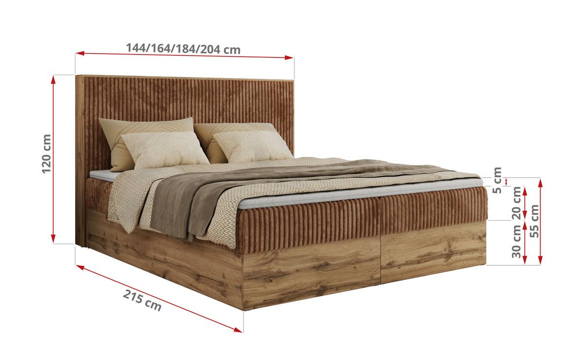 BOXBETT WOOD CLASSIC 160/200 - Orange Cord - H4 - Orange, Textil (160/200cm) - MKS