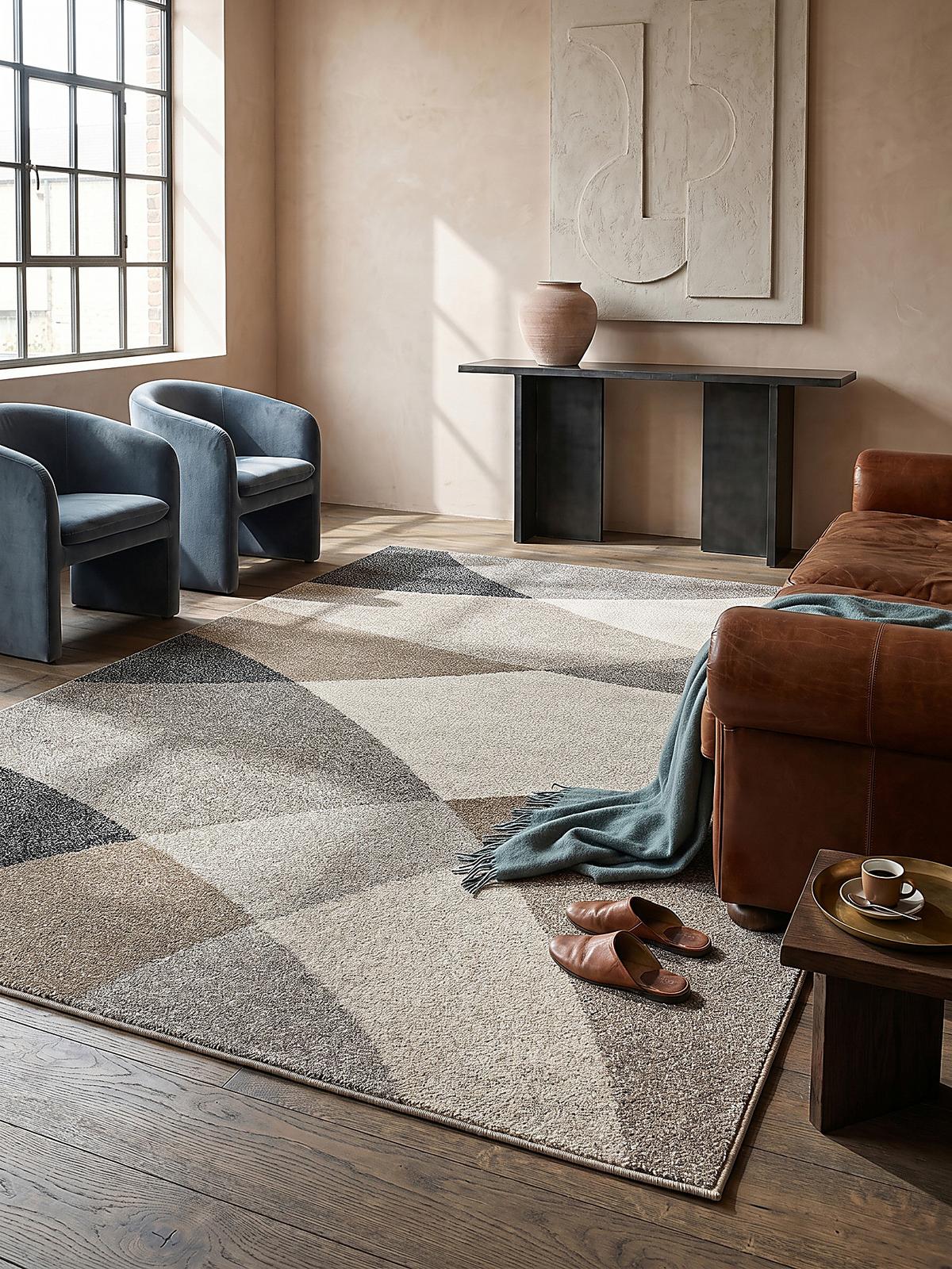 TEPPICH Niederflor Abstrakt THUR Polypropylen Grau 80 x 140 cm - Beige, Textil (140/200cm) - KADIMA DESIGN