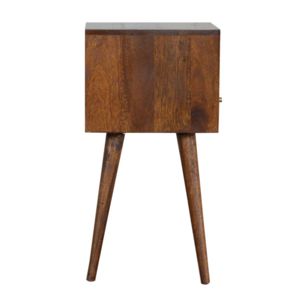 NACHTTISCH aus Massivholz, 1 Schublade, 1 Offene Lagerung, Nordische Beine, Braun - Messingfarben/Braun, Holz/Metall (30/57/30cm) - Artisan Furniture