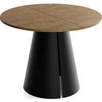 ESSTISCH Lamio runder ausziehbarer, Eiche Braun Rustikal 120-200/120/76 cm - Alteiche/Schwarz, Holzwerkstoff/Metall (120/196/76cm) - WFL GROUP