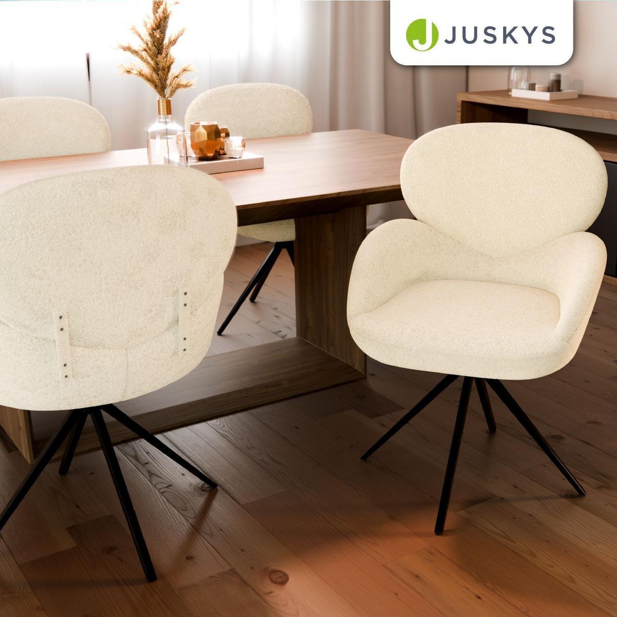 DREHSTUHL Albano Bouclé Creme (2er-Set) - Creme, Textil (59/90/65cm) - Juskys