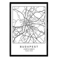 POSTER Budapest Stadtkarte – Nordisch A3 Rahmenlos - Klar, Papier (29.7/5/42cm) - Nacnic