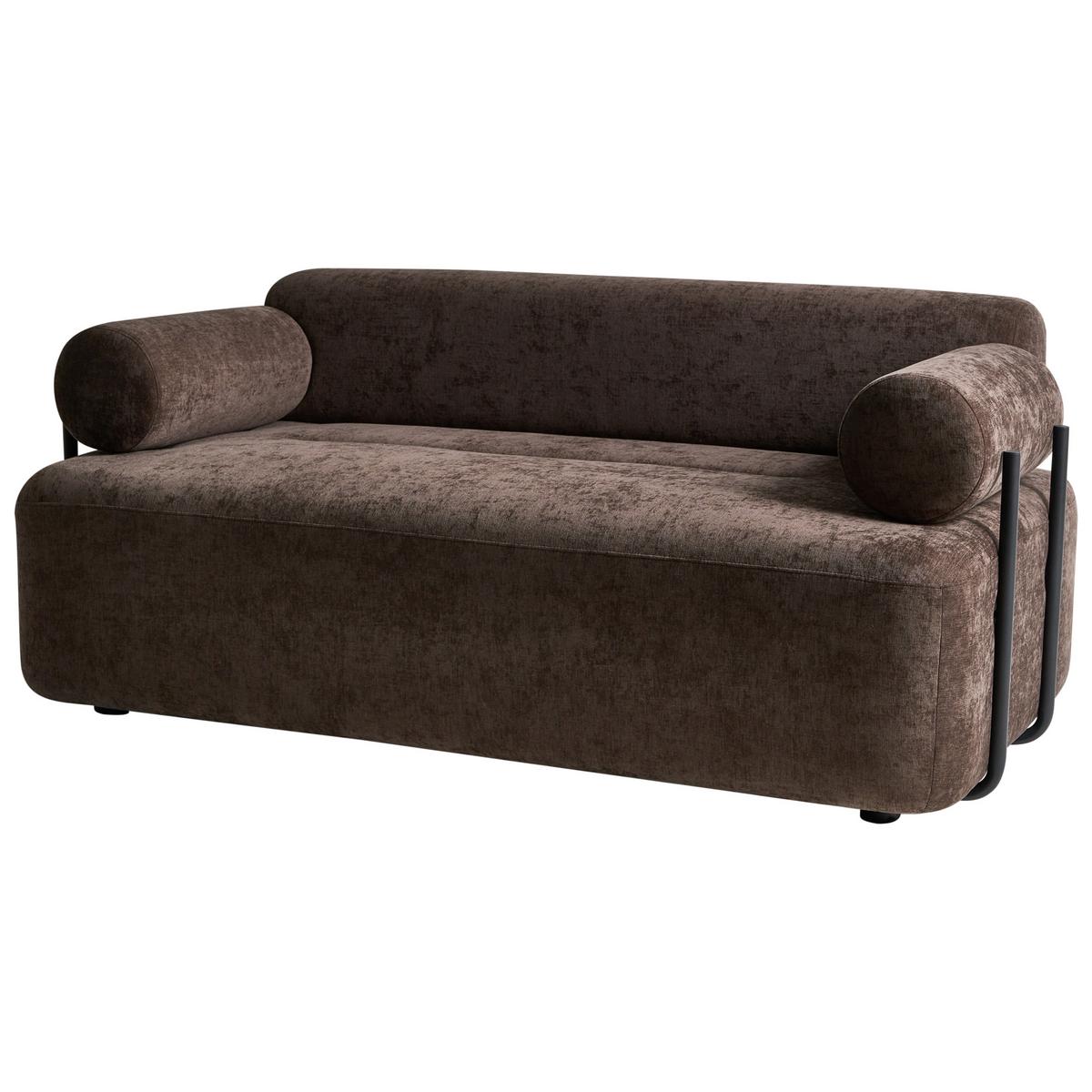 2-SITZER-SOFA Chenillegewebe Dunkelbraun Elva - Dunkelbraun, Textil (170/74/100cm) - Beliani