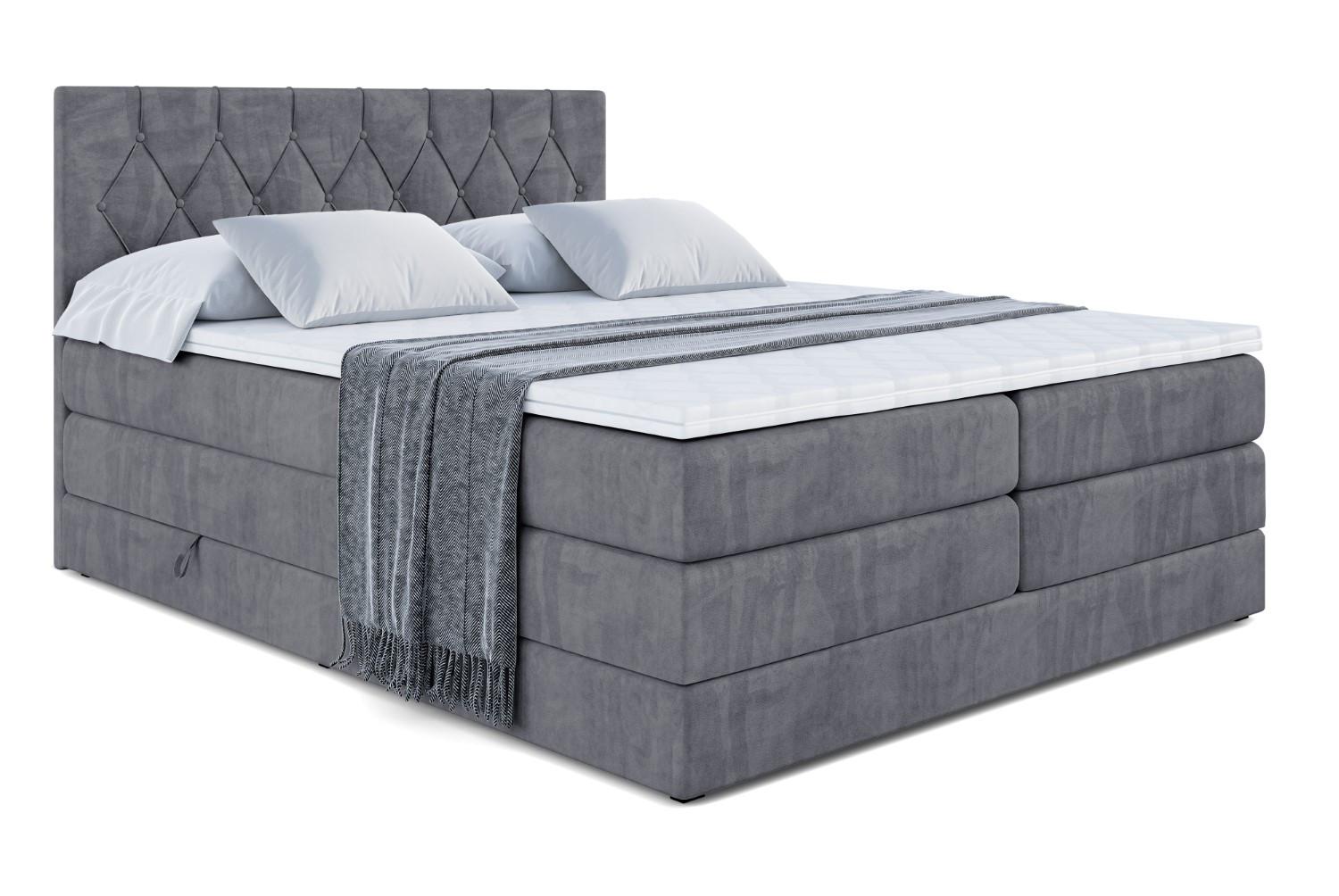 BOXSPRINGBETT VELANTO-BZ KING - 140 x 200 - H3/H4 - Dunkelgrau - Dunkelgrau, Holzwerkstoff (140/200cm) - ALTDECOR