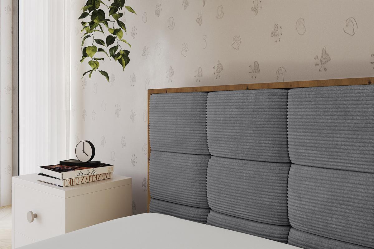 EINZELLBETT Jugendbett mit Bettkasten, Rechts - SOVY 90x200 Dunkelgrau - Schieferfarben, Holzwerkstoff/Textil (90/200cm) - ALTDECOR