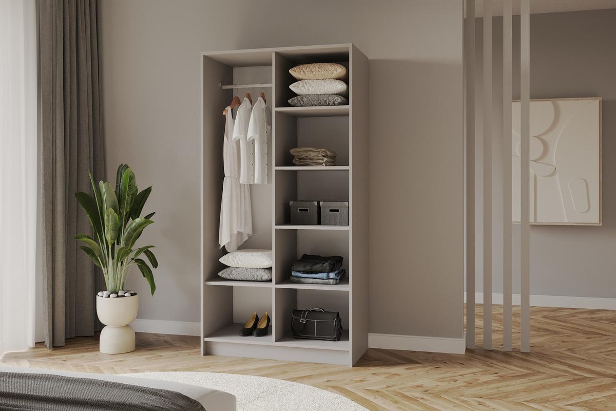 KLEIDERSCHRANK - LESE - 102 - Kaschmir - Kaschmir/Schwarz, Holzwerkstoff (102/200/51cm) - ALTDECOR