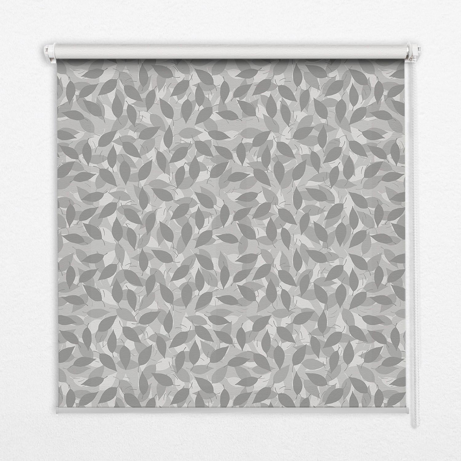 INNENROLLO - Fensterrollo - Rollo - 100x180 cm - Graue Blätter - Grau, Kunststoff (100/180/0.5cm) - TULUP