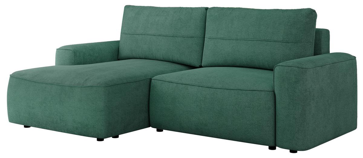 ECKSOFA BELLUNO L Grün Strukture - Links - Schwarz/Grün, Textil (144/233cm) - MKS
