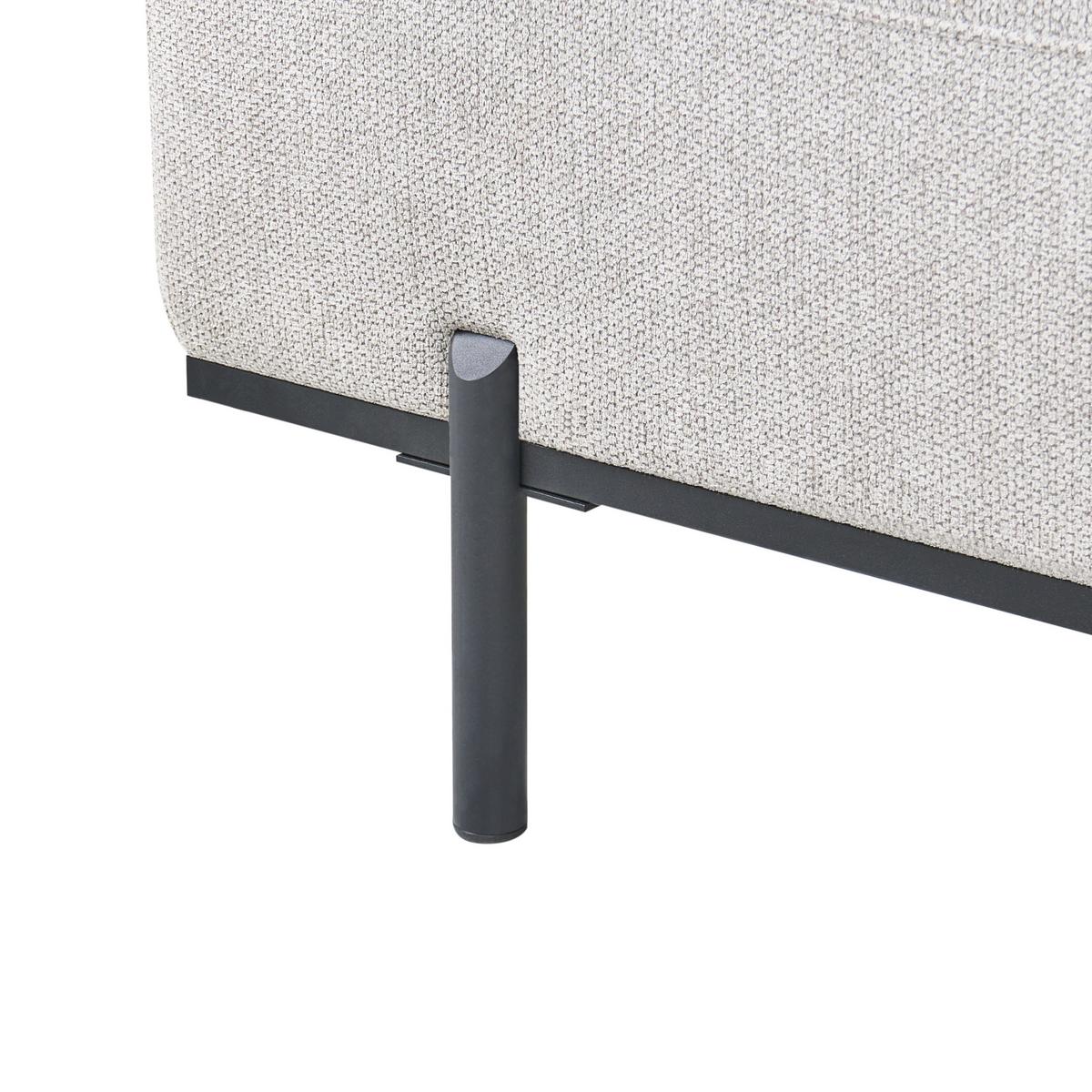 CHAISELONGUE Kunstleinen Hellgrau Savasse - Hellgrau/Schwarz, Textil (170/78/85cm) - Beliani