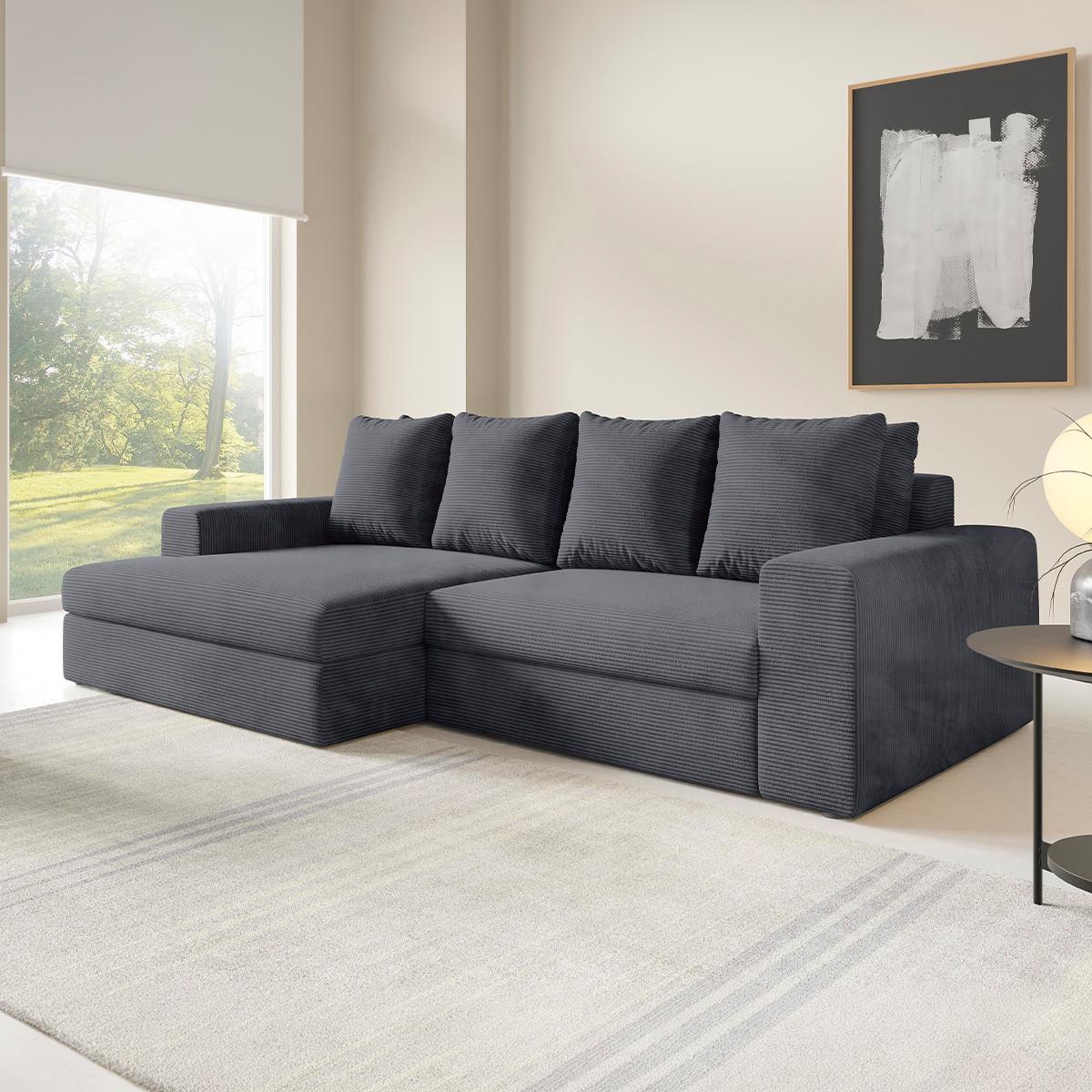 ECKSOFA Paola 3 Sitzplätze Grau - Grau, Holz (272/167cm) - Petits-meubles