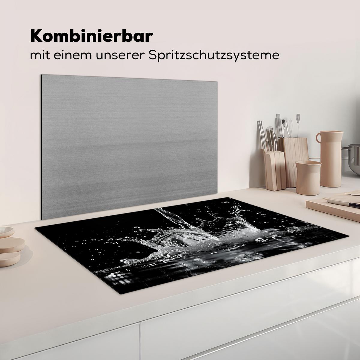 HERDABDECKPLATTE Wasser - Spritzwasser - Schwarz Induktionsmatte 83x51 cm - Schwarz, Kunststoff (83/51.5/0.2cm) - MuchoWow