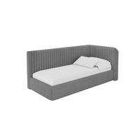 EINZELLBETT Jugendbett mit Bettkasten und Matratze H3/H4, Links - AURY 90x200 Dunkelgrau - Graphitfarben, Holzwerkstoff/Textil (90/200cm) - ALTDECOR