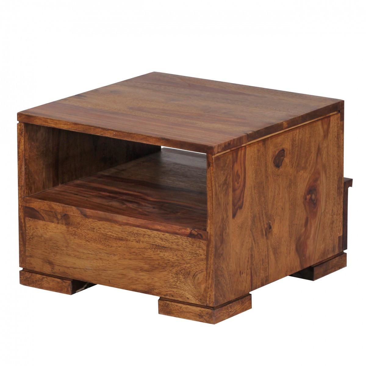 NACHTTISCH Massivholz Schublade Ablage Landhausstil MUMBAI, Dunkelbraun 40x40x30 cm - Dunkelbraun/Braun, Holz (40/30/40cm) - KADIMA DESIGN