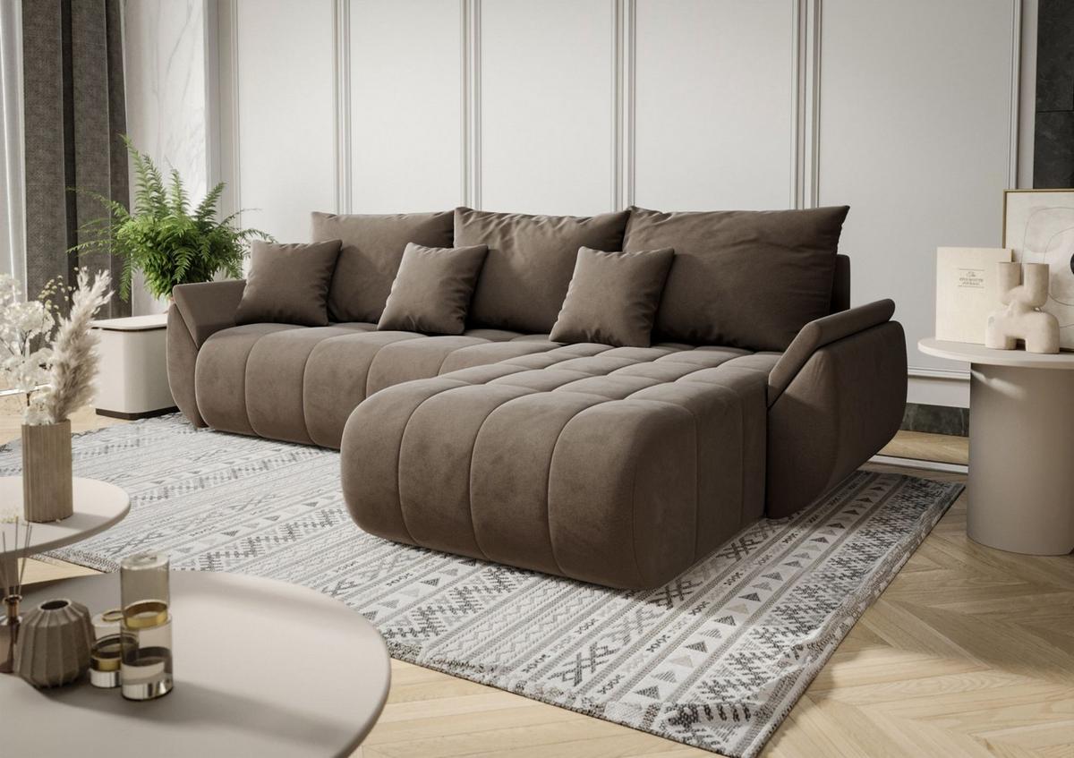 ECKSOFA Akita - Braun, Holzwerkstoff/Textil (280/185cm) - Fun Möbel